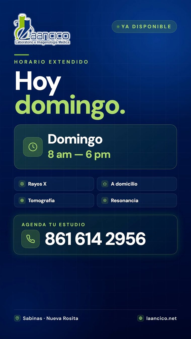 Hoy Domingo: Horario extendido en estudios de imagen!